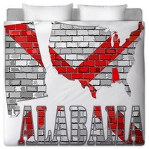 Alabama On A Brick Wall Illustration Alabama Flag Painted On Brick Wall Font With The Alabama Flag Alabama Map On A Brick Wall Bedding 134154743