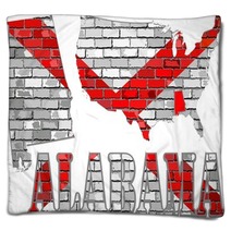 Alabama On A Brick Wall Illustration Alabama Flag Painted On Brick Wall Font With The Alabama Flag Alabama Map On A Brick Wall Blankets 134154743