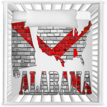 Alabama On A Brick Wall Illustration Alabama Flag Painted On Brick Wall Font With The Alabama Flag Alabama Map On A Brick Wall Nursery Decor 134154743