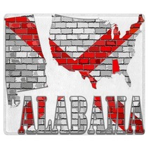 Alabama On A Brick Wall Illustration Alabama Flag Painted On Brick Wall Font With The Alabama Flag Alabama Map On A Brick Wall Rugs 134154743