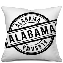 Alabama Rubber Stamp Grunge Design With Dust Scratches Effects Can Be Easily Removed For A Clean Crisp Look Color Is Easily Changed Pillows 130855894