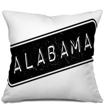 Alabama Rubber Stamp Grunge Design With Dust Scratches Effects Can Be Easily Removed For A Clean Crisp Look Color Is Easily Changed Pillows 130855899