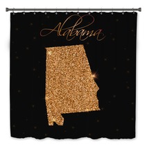 Alabama State Map Filled With Golden Glitter Luxurious Design Element Vector Illustration Bath Decor 132168375