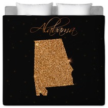 Alabama State Map Filled With Golden Glitter Luxurious Design Element Vector Illustration Bedding 132168375