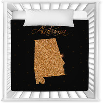 Alabama State Map Filled With Golden Glitter Luxurious Design Element Vector Illustration Nursery Decor 132168375