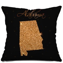 Alabama State Map Filled With Golden Glitter Luxurious Design Element Vector Illustration Pillows 132168375
