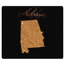Alabama State Map Filled With Golden Glitter Luxurious Design Element Vector Illustration Rugs 132168375