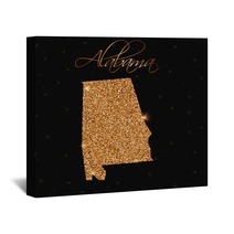 Alabama State Map Filled With Golden Glitter Luxurious Design Element Vector Illustration Wall Art 132168375