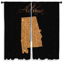 Alabama State Map Filled With Golden Glitter Luxurious Design Element Vector Illustration Window Curtains 132168375