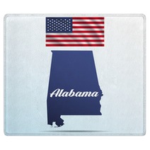 Alabama State With Shadow With Usa Waving Flag Rugs 142452641