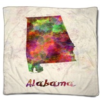 Alabama Us State In Watercolor Blankets 107523573