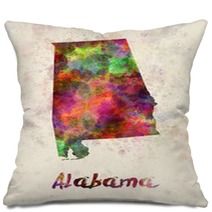 Alabama Us State In Watercolor Pillows 107523573
