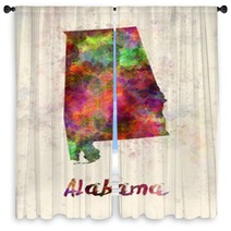 Alabama Us State In Watercolor Window Curtains 107523573