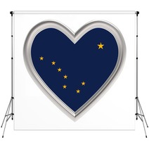 Alaska Flag In Silver Heart Isolated On White Background 3d Illustration Backdrops 121737979