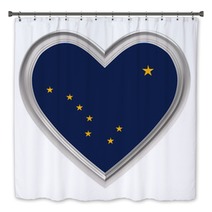 Alaska Flag In Silver Heart Isolated On White Background 3d Illustration Bath Decor 121737979