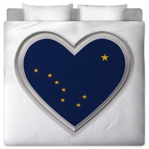 Alaska Flag In Silver Heart Isolated On White Background 3d Illustration Bedding 121737979