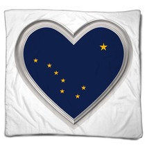 Alaska Flag In Silver Heart Isolated On White Background 3d Illustration Blankets 121737979