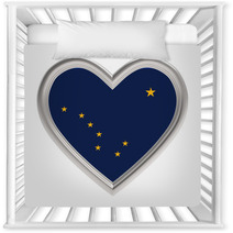 Alaska Flag In Silver Heart Isolated On White Background 3d Illustration Nursery Decor 121737979
