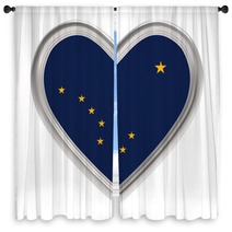 Alaska Flag In Silver Heart Isolated On White Background 3d Illustration Window Curtains 121737979