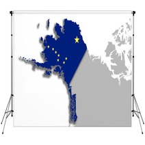 Alaska Map And Flag Backdrops 142999086