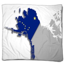 Alaska Map And Flag Blankets 142999086