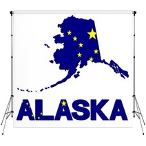 Alaska Map Flag And Text Illustration Backdrops 72472742