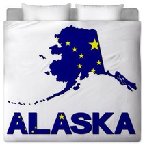 Alaska Map Flag And Text Illustration Bedding 72472742