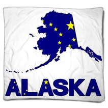 Alaska Map Flag And Text Illustration Blankets 72472742