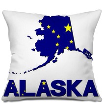 Alaska Map Flag And Text Illustration Pillows 72472742