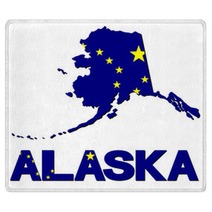 Alaska Map Flag And Text Illustration Rugs 72472742