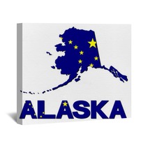 Alaska Map Flag And Text Illustration Wall Art 72472742