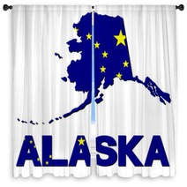 Alaska Map Flag And Text Illustration Window Curtains 72472742