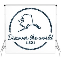 Alaska Map Outline Vintage Discover The World Rubber Stamp With Alaska Map Hipster Style Nautical Rubber Stamp With Round Rope Border Usa State Map Vector Illustration Backdrops 115018576