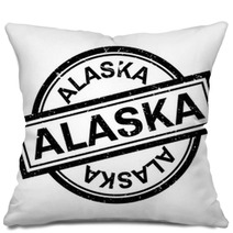 Alaska Rubber Stamp Grunge Design With Dust Scratches Effects Can Be Easily Removed For A Clean Crisp Look Color Is Easily Changed Pillows 130855906