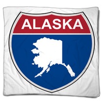 Alaska State Interstate Highway Shield Blankets 80069528