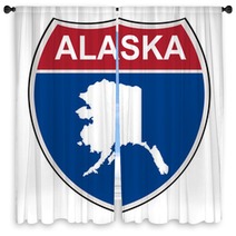 Alaska State Interstate Highway Shield Window Curtains 80069528