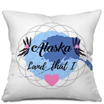 Alaska State Map Creative Vector Typography Lettering Compositio Pillows 137076723