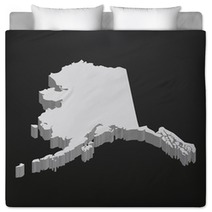 Alaska State Map In Gray On A Black Background 3d Bedding 131016678