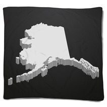 Alaska State Map In Gray On A Black Background 3d Blankets 131016678