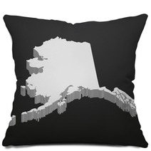 Alaska State Map In Gray On A Black Background 3d Pillows 131016678