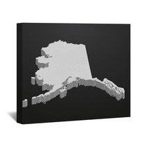 Alaska State Map In Gray On A Black Background 3d Wall Art 131016678