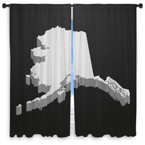 Alaska State Map In Gray On A Black Background 3d Window Curtains 131016678