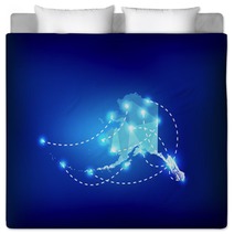 Alaska State Map Polygonal With Spot Lights Places Bedding 89330940