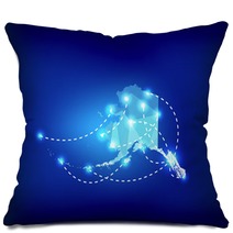 Alaska State Map Polygonal With Spot Lights Places Pillows 89330940