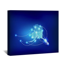Alaska State Map Polygonal With Spot Lights Places Wall Art 89330940