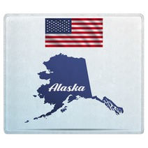 Alaska State With Shadow With Usa Waving Flag Rugs 142452644