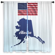 Alaska State With Shadow With Usa Waving Flag Window Curtains 142452644