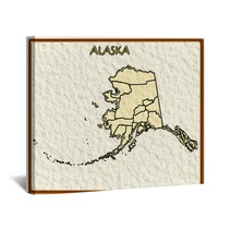 Alaska Usa State Map Seal Emblem Federal America Wall Art 29840775