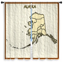 Alaska Usa State Map Seal Emblem Federal America Window Curtains 29840775