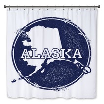 Alaska Vector Map Grunge Rubber Stamp With The Name And Map Of Alaska Vector Illustration Can Be Used As Insignia Logotype Label Sticker Or Badge Of Usa State Bath Decor 115018464
